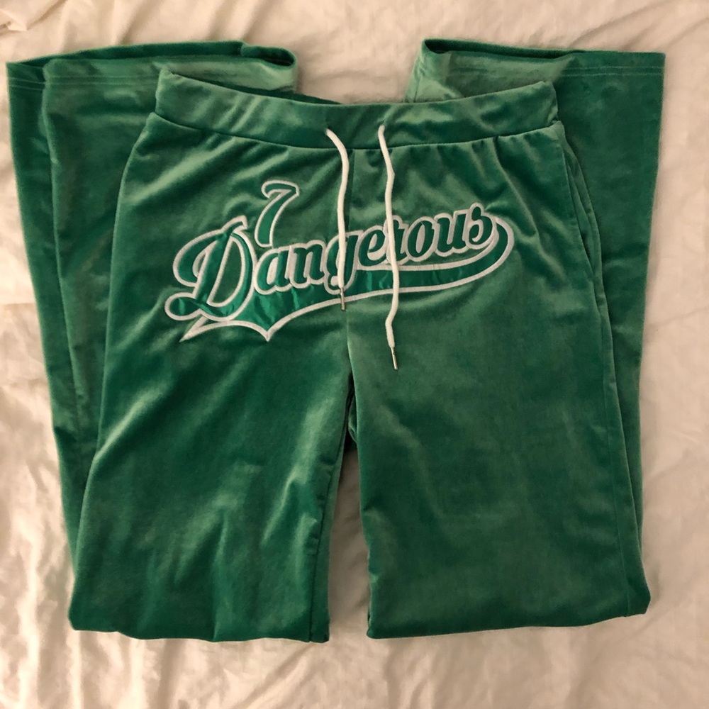 Y2K green velvet sweatpants